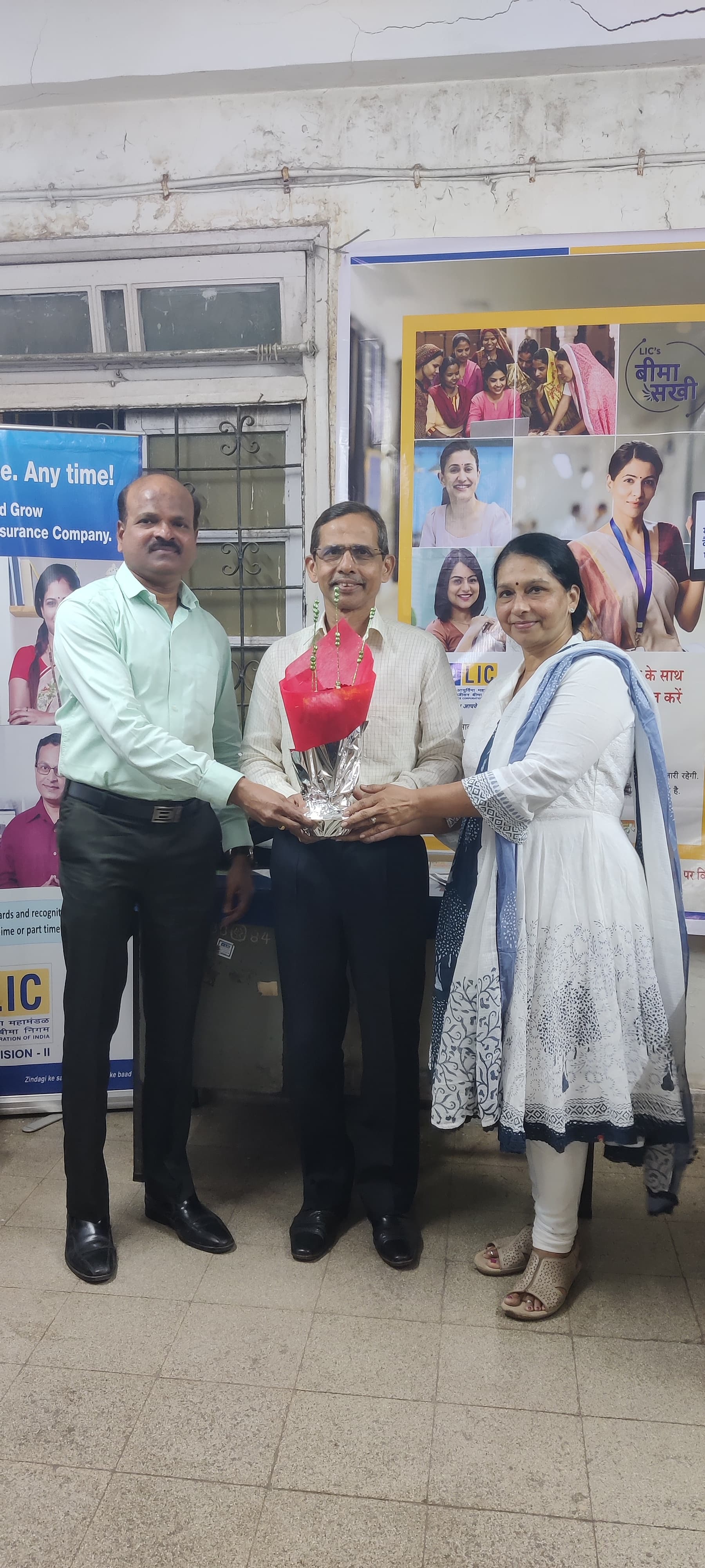 Felicitated at my place by our DO with Bouquet with 2 gm gold also